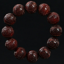 New Indian small leaf red sandalwood hand string to attract wealth into treasure High Secret old material carved sandalwood beaded bracelet male Lady