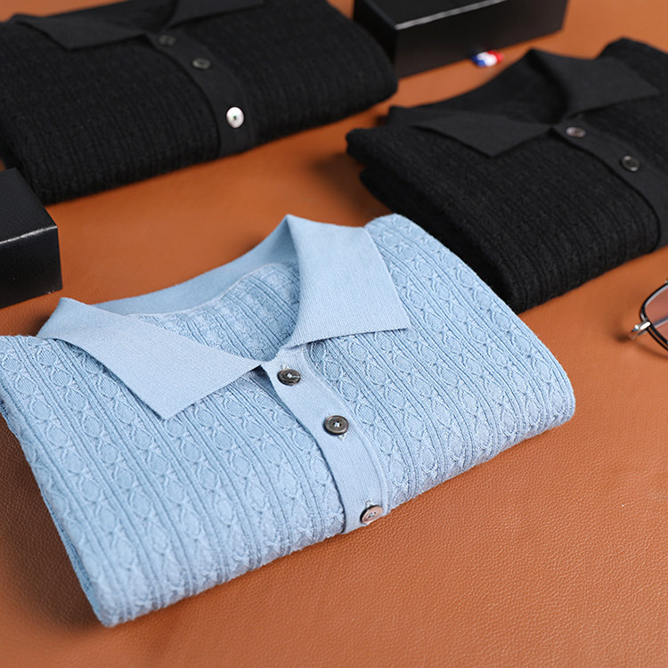 Town store's treasure 80 fine pure wool men's business high-end casual knit short sleeves Polo shirt 5784