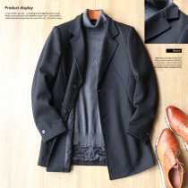Bursted quality 34 4 wool blend Autumn Winter men padded medium long woolen coat coat coat 4098
