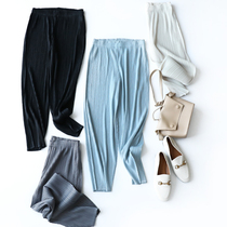 Lifetime Residence Senior Pleats ~ Summer Lady Minimalist Temperament 100 Lap Folds Wide Leg Narrow Mouth 90% Casual Pants 5924