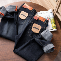 Q elastic comfortable grinding hair warm Autumn Winter Men fashion slim stretch casual small straight jeans tide 4159