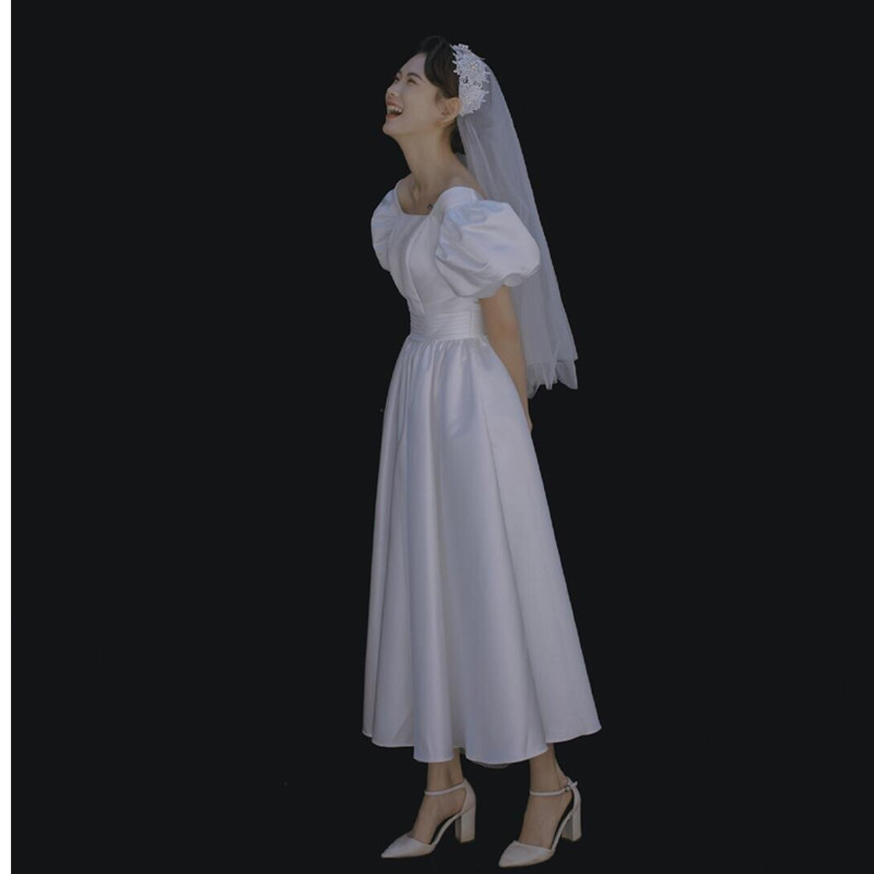 Wedding minimalist eight -year old shop wedding dresses minimalist satin face light -style Hepburn simple travel shooting small retro and thin