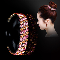  Meatball head plate hair device Korean headdress Water drill flower hair ring Bud head Adult tie hair jewelry Hair accessories hairpin