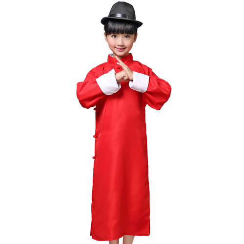 Children's crosstalk costume mandarin jacket crosstalk jacket long gown of the Republic of China kids tai chi robe 