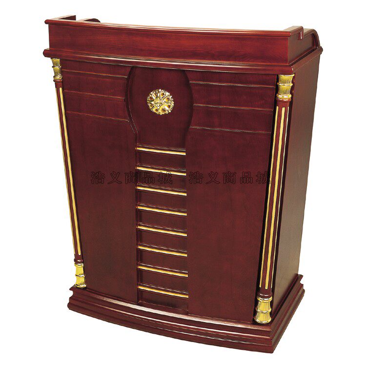 Oversize Lecture Desk Hotel Red Wood Color High Class Reception Desk Company With Drawer Speaking Desk Luxury Affordable Table