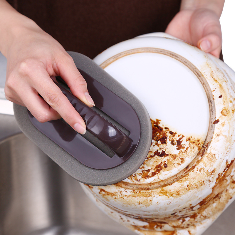 With handle Kitchen Brush Pan God's hearth pan brush powerful cleaning brush Nano Diamond Sand Wipe pan with no stick oil at the bottom of the pan
