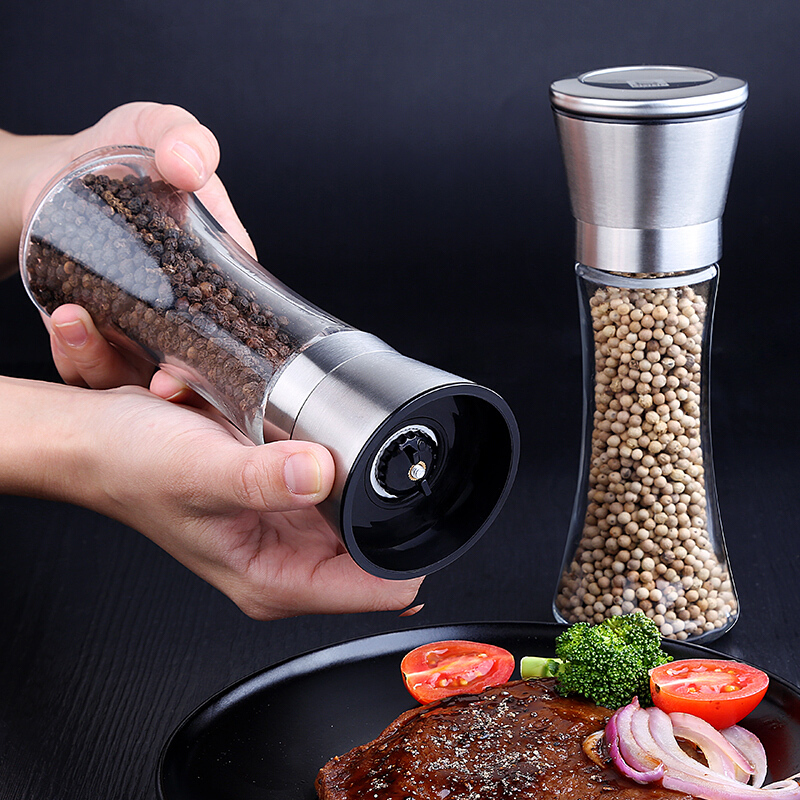 Stainless steel pepper grinding machine Manual ceramic core black pepper pepper pepper Pepper Powder Grinding and Adjustable Thickness Seasoning Bottle