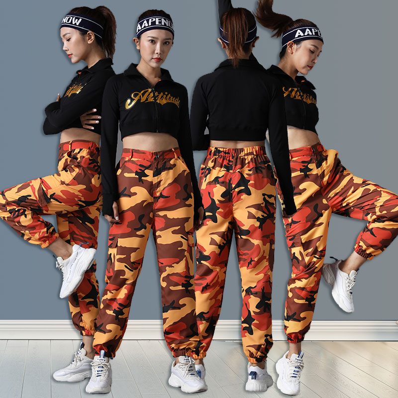 New Rui dance slim orange camouflage 1902 models line dance aerobics street dance dance outdoor sports square dance pants
