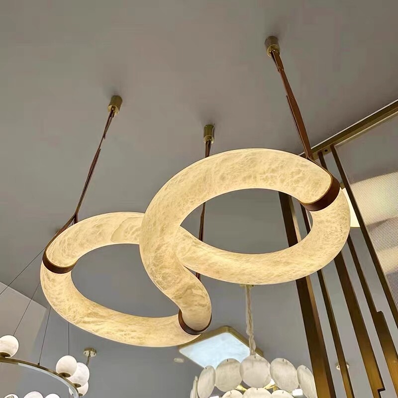 Spanish Marble Chandelier, High-End Luxury, Large Flat Living Room, All-Copper Chandelier, High-End and Elegant Dining Room Lighting