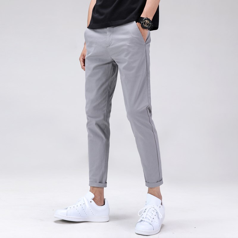 Men's casual pants summer trendy brand Korean version slim feet nine-point pants thin section elastic loose large size men's trousers youth