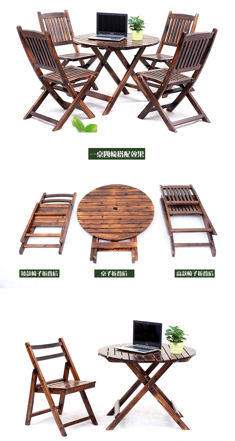 Bàn ghế gỗ chắc chắn, ban công trong nhà và ngoài trời cafe phòng trà sân vườn di động bàn tròn đồ nội thất sáng tạo - Bàn ghế ngoài trời / sân bàn ngoài trời