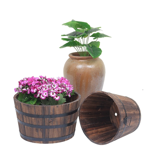 Наружное поле Антикоррозивное дерево посадка цветочные горшки круглый цветочный горшок с балконом балкон цветочный горшок цветочный горшок деревянный цветок круглый горшок цветочный ствол