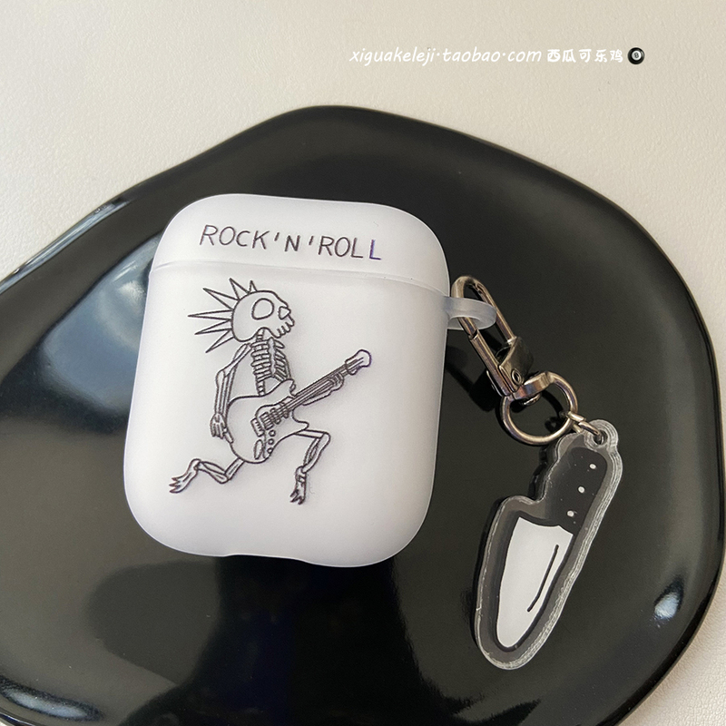 Rock and Roll Skull, Original Niche Quirky Design Suitable for Apple Earphone Case 2/4/5 AirPods Protective Cover Pro3 Generation Wireless Bluetooth Case 2345 Silicone Soft Matte Translucent Anti-Drop Rock and Roll Skull, Original Niche Quirky Design Suitable for Apple Earphone Case 2/4/5 AirPods Protective Cover Pro3 Generation Wireless Bluetooth Case 2345 Silicone Soft Matte Translucent Anti-Drop