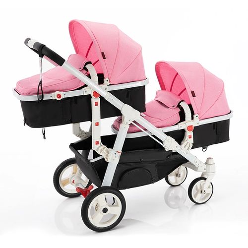 Складная коляска для близнецов с сидением, тележка, можно сидеть и лежать, 0-3 лет