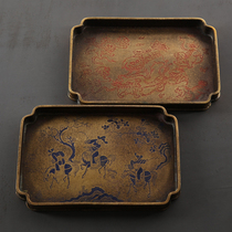 Liuhtang antique copper plate pot bearing hand paint painting pot Song-style brass tray retro dry bubble table tea tray