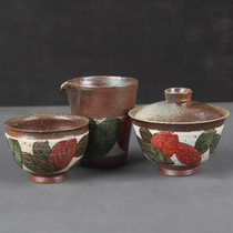Jingdezhen Japanese ceramic tea set hand-painted Bowl Gong Cup Tea Cup kung fu tea set wood kiln firing