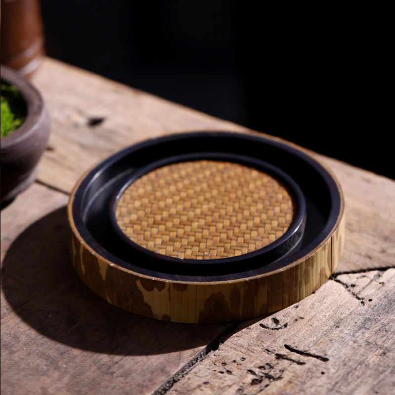 Liuhe Tang hand-made bamboo woven teapot Tea tray Small Japanese dry tea tray Gongfu tea set accessories Purple sand teapot tray