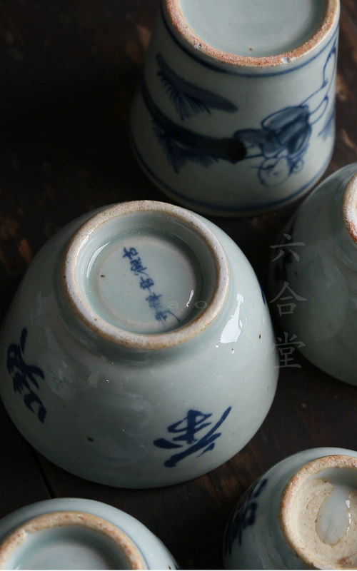 Liuhetang Jingdezhen dân gian lò nung cổ màu xanh và trắng tách trà cũ tách trà bằng tay cốc gốm vẽ tay - Trà sứ bộ ấm chén uống trà cao cấp nhập khẩu