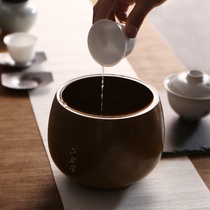 Sixhall Japanese hand-made yellow glazed tea washing JingdeTown large ceramic slag Bucket Bucket Water Bucket