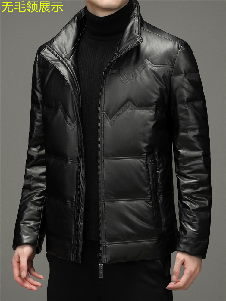 2023 WINTER NEW HAINING LEATHER DOWN JACKET LEATHER JACKET MENS SHORT SHEEPSKIN JACKET PLUS FLEECE THICKENED JACKET TIDE