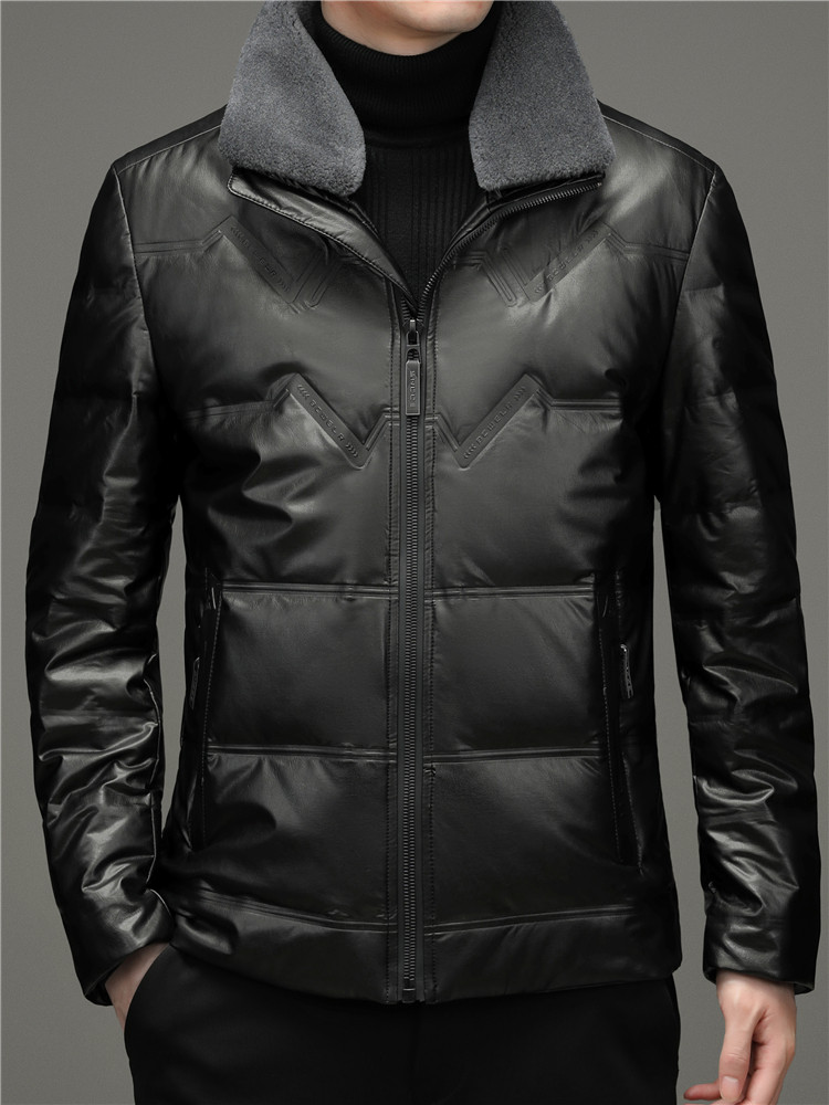 2023 WINTER NEW HAINING LEATHER DOWN JACKET LEATHER JACKET MENS SHORT SHEEPSKIN JACKET PLUS FLEECE THICKENED JACKET TIDE