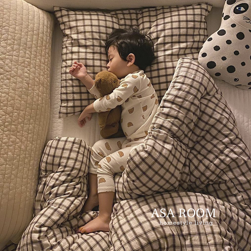 ASAROOM Korean plaid pure cotton four seasons quilt gentle rice brown is not time-resistant