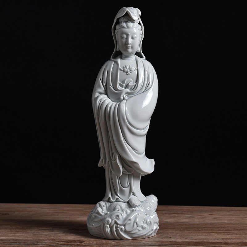 渡海观音。 德化白瓷。 清中期。中国骨董。古美術