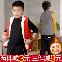 Trẻ em mặc vest trẻ em mùa đông vest dày cậu bé lông cừu cộng với nhung cô gái vest vest vai trong cậu bé váy trẻ em