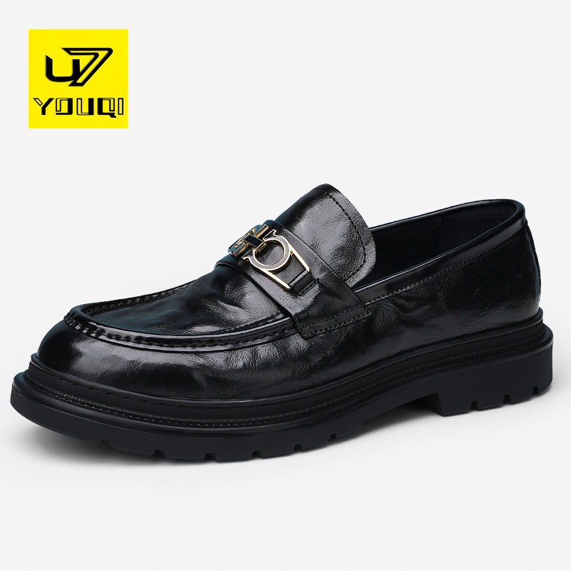 U7 brand leather shoes men's 2022 new trend leather one pedal British casual business first layer cowhide men's shoes