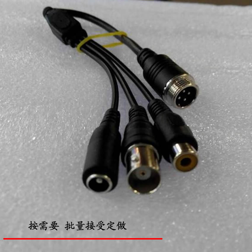 M12 car display video recorder wiring aviation head to BNC DC connector transmission line black factory direct sales