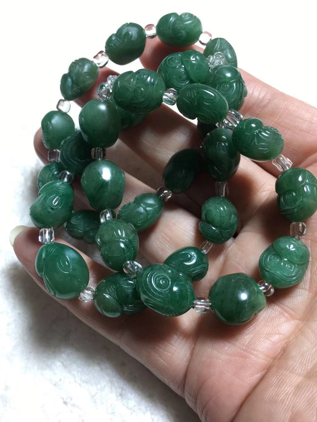Unique Mountain Jade Pure Sky Blue Full Green Old Stock Monkey Head Good Time Handstring Boutique Unique Jade Handmade Superior benefits Upper New