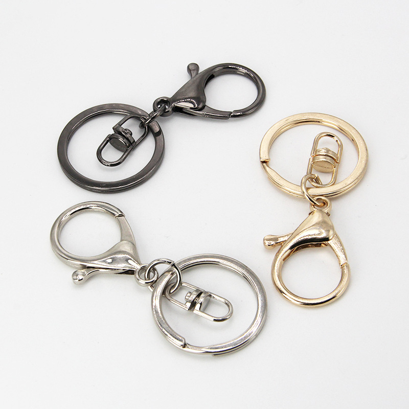 DIY Lobster Clasp Keychain Doll Pendant Bag Accessory Key Ring with Figure-Eight Buckle Four-Section Chain Metal Ring