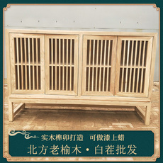 шкафчик 实木餐边柜储物柜子厨房置物架鞋柜简易鞋架新中式老榆木家具白茬 Other home