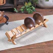 Folding bamboo hanging cup holder tea cup holder tea cup storage drain rack kung fu tea set tea ceremony accessories solid wood