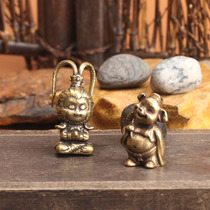 Handmade pure copper Qi Tian Dazheng small ornaments Sun Wukong pig eight ring tea pet handlebar play solid Tea play tea ceremony