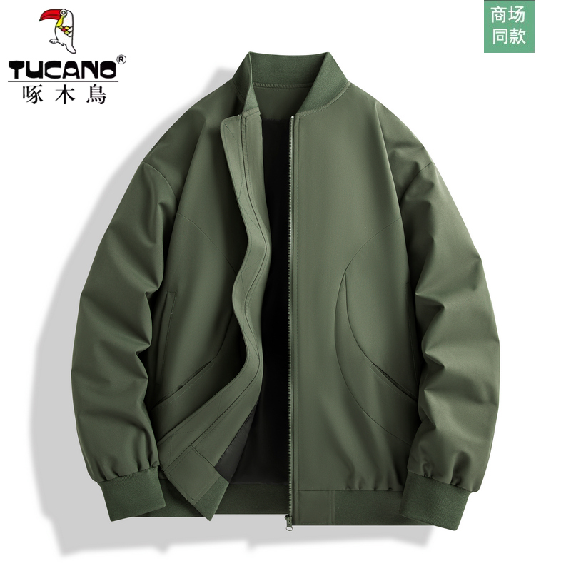 Woodpecker Jacket Men's Spring and Autumn New American-Style Casual Top Loose Versatile Baseball Collar Flight Jacket for Men Woodpecker Jacket Men's Spring and Autumn New American-Style Casual Top Loose Versatile Baseball Collar Flight Jacket for Men