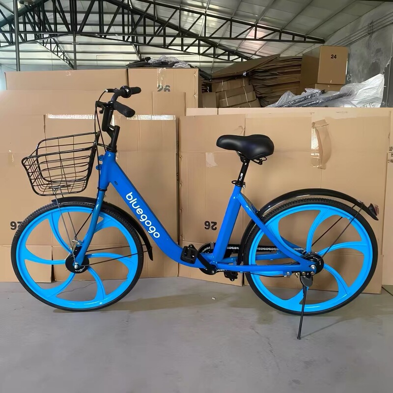 Shared Bicycle Stock Bike Small Blue Bike 26inch Solid Tire No Inflation Needed for Adults, Men, Women, Students, Ultra-Lightweight Aluminum Alloy