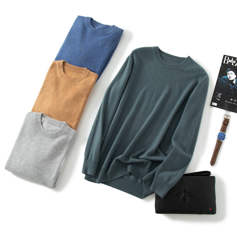 Autumn and Winter Ordos City Cashmere Sweater Men 100% Pure Cashmere Men Round Neck Knitted Cardigan Thin