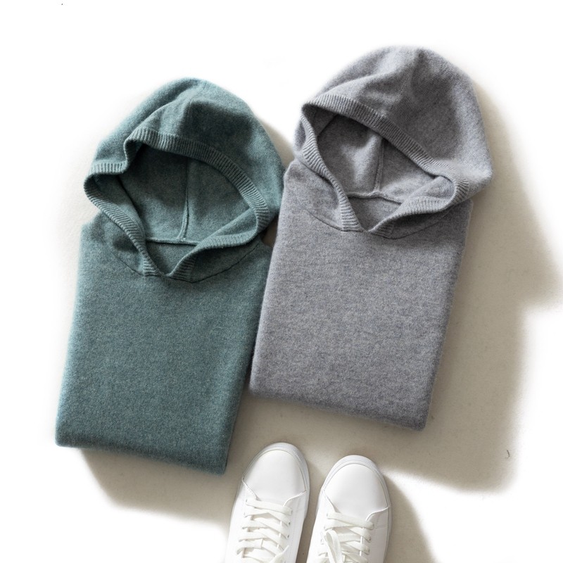 Autumn-winter new minimalist casual male cashmere sweatshirt thickened with cap cashmere sweatshirt with comfortable sports hoodie jacket