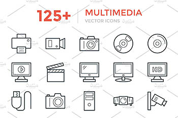 125+矢量多媒体图标素材 125+ Multimedia Vector Icons