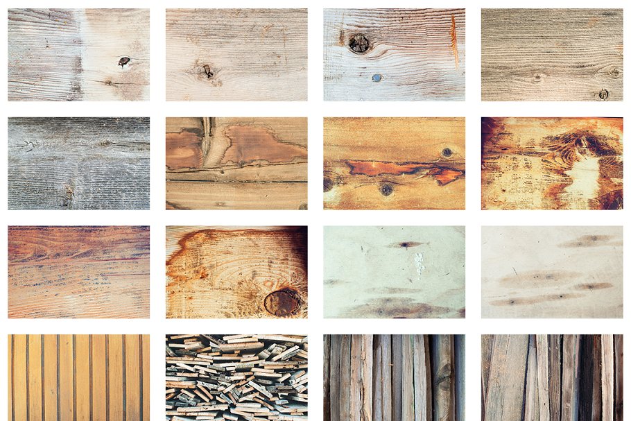 16种怀旧的木纹样式背景纹理素材 16 Old Lumber Textures设计素材模板