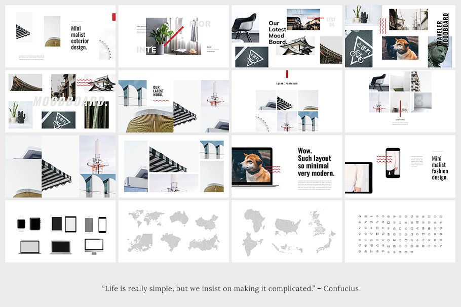 个性设计感的PPT模板 ROKA Powerpoint Template设计素材模板