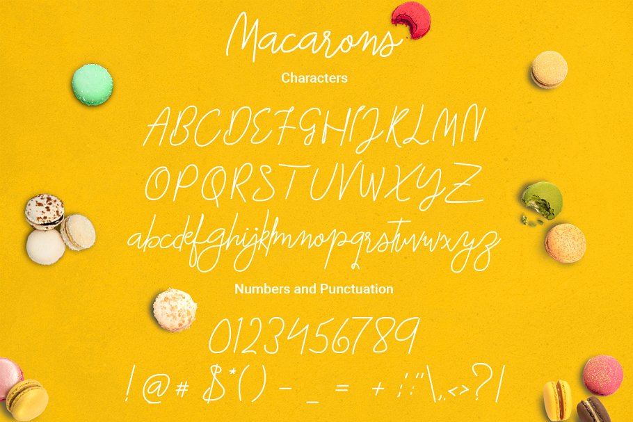 马卡龙签名字体 Macarons Font and Extras设计素材模板