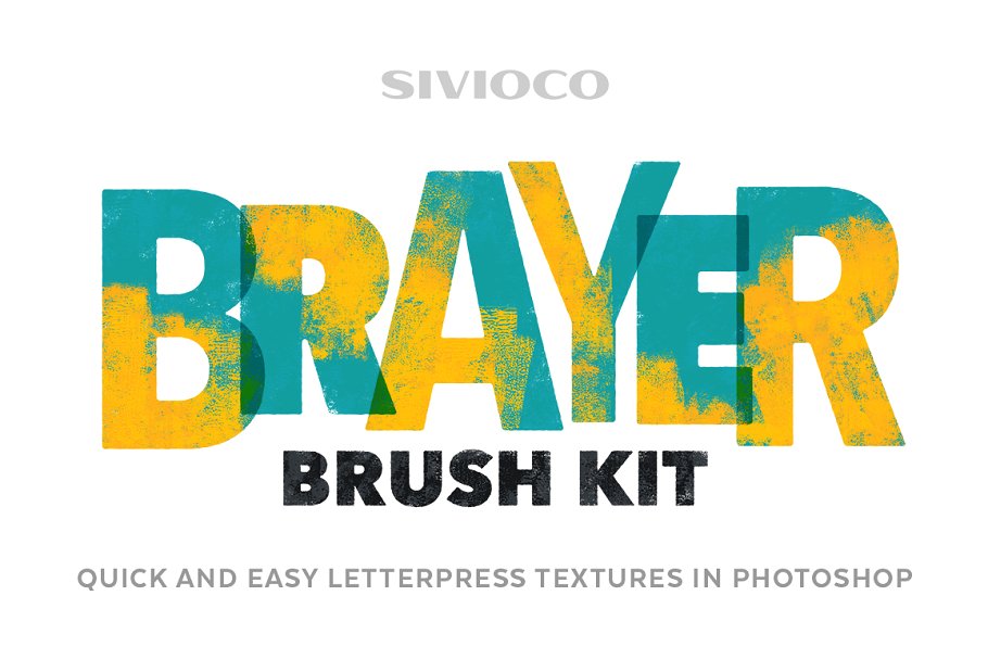 油墨印刷笔刷包 Brayer Brush Kit设计素材模板