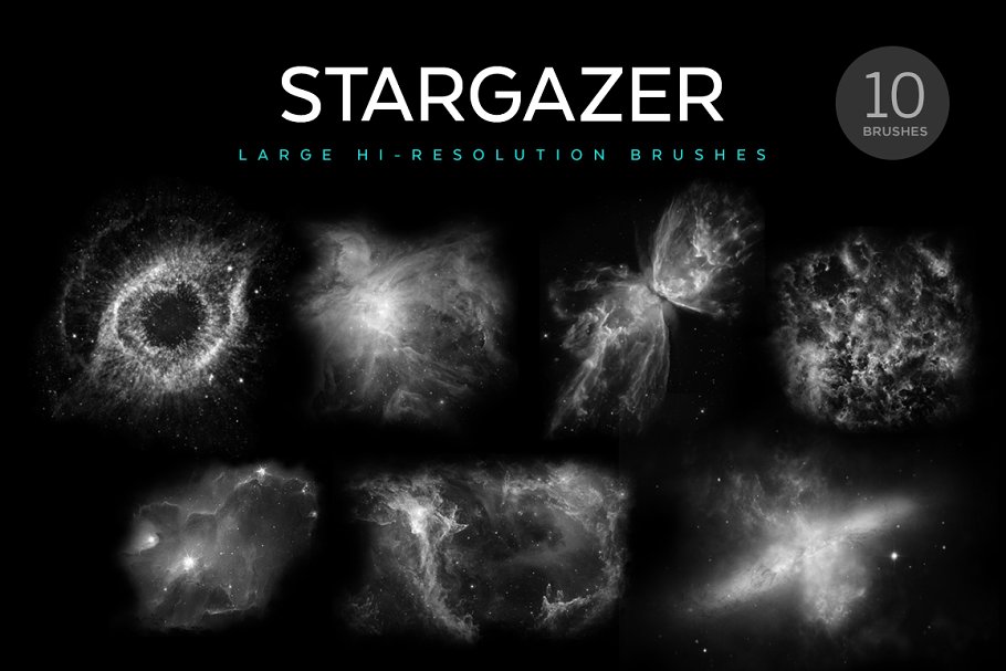 酷炫的PS笔刷 Stargazer Photoshop Brushes设计素材模板