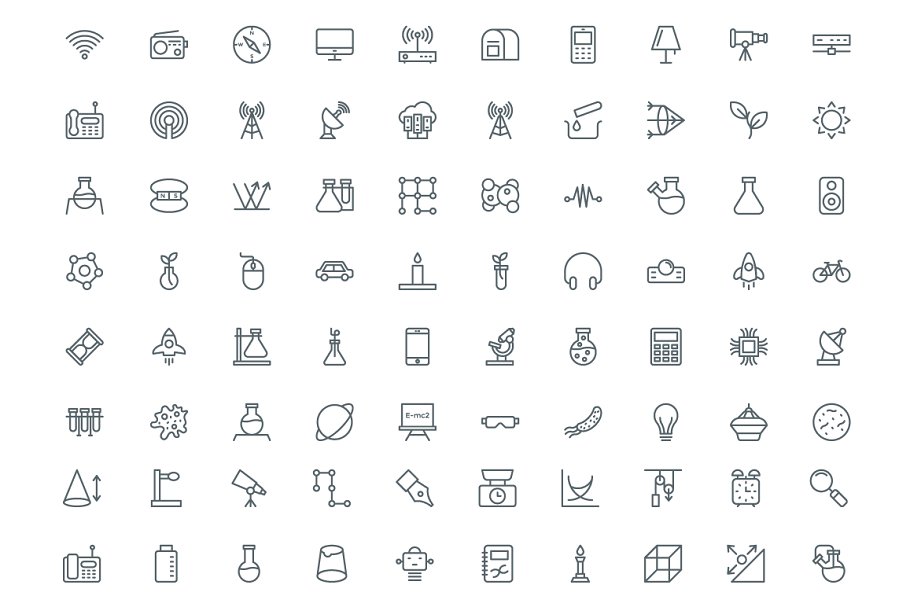 科技线性图标素材 470 Science and Technology Line Icon设计素材模板
