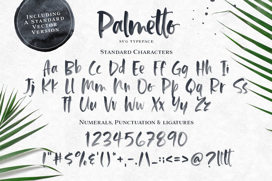 手写书法设计英文字体 Palmetto SVG Font设计素材模板