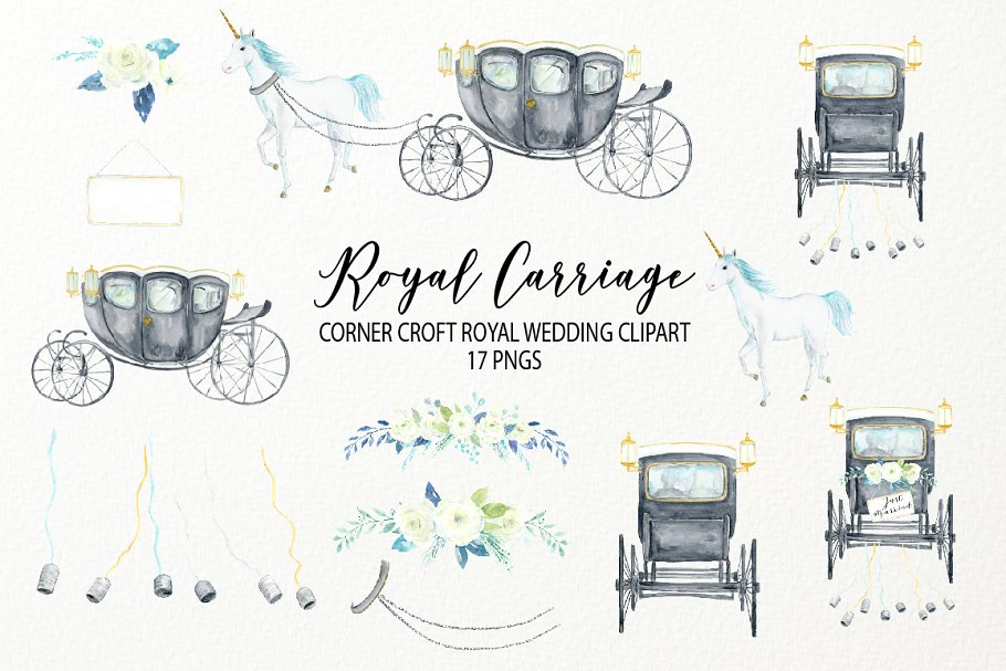 水彩马车插画 Royal Carriage Illustration设计素材模板