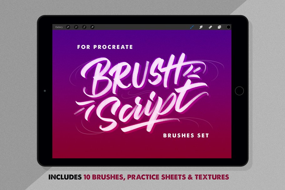 iPad专用 手绘字体笔刷素材包 BrushScript Bundle for Procreate设计素材模板