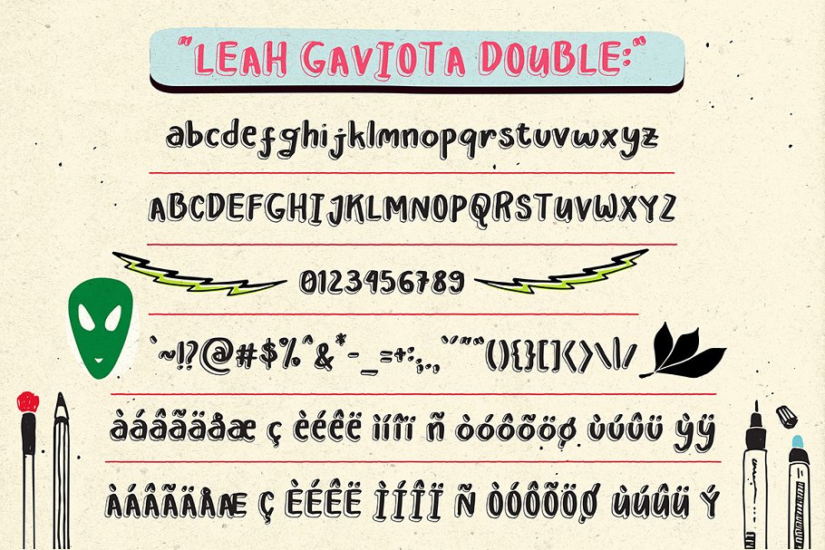 创意趣味字体 Leah Gaviota Script设计素材模板